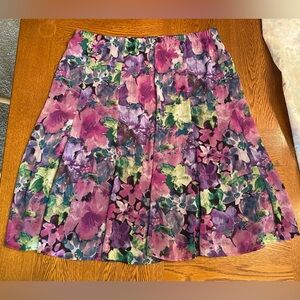 dressbarn A-Line Floral Skirt - Purple and Green
